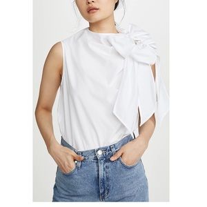GANNI White Cotton Poplin Blouse